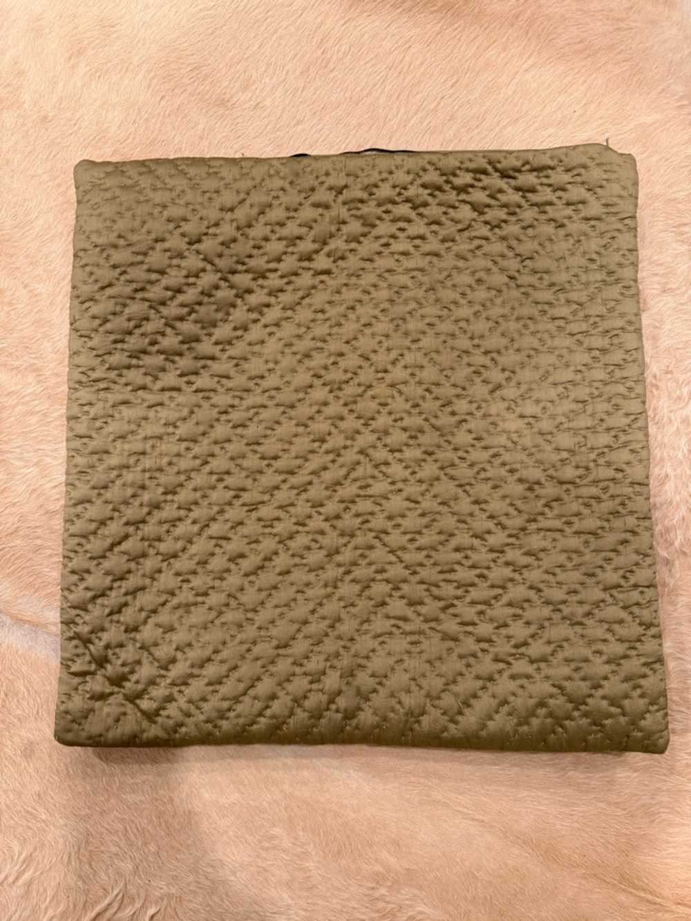 Pottery Barn Silk Quilted Khaki Green Pillow Cover-set of 2